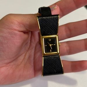 Kate Spade Black Leather Bow Watch